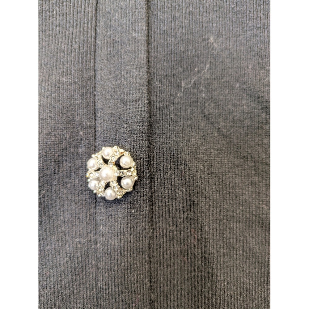 NEW Sioni Cardigan Sweater Women's L Black White Rhinestone - Picture 6 of 13